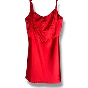 Sky to Moon - NWOT Red Satin Chemise Dress - Size Large